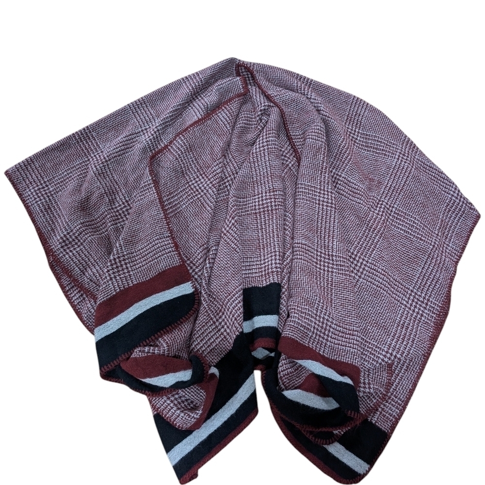 Plaid Capelet Poncho 2X Burgundy Black Cozy Festival Work Essentials Camping